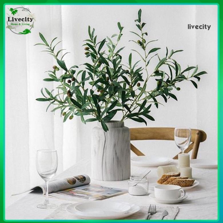 Cành oliu giả dài 95cm kèm quả decor