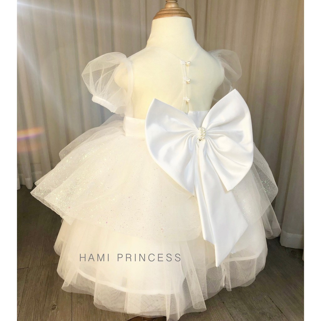 Váy Công Chúa Hoa Trà Trắng Dễ Thương Cho Bé Gái HAMI PRINCESS ❤️ Tặng Kèm Phụ Kiện