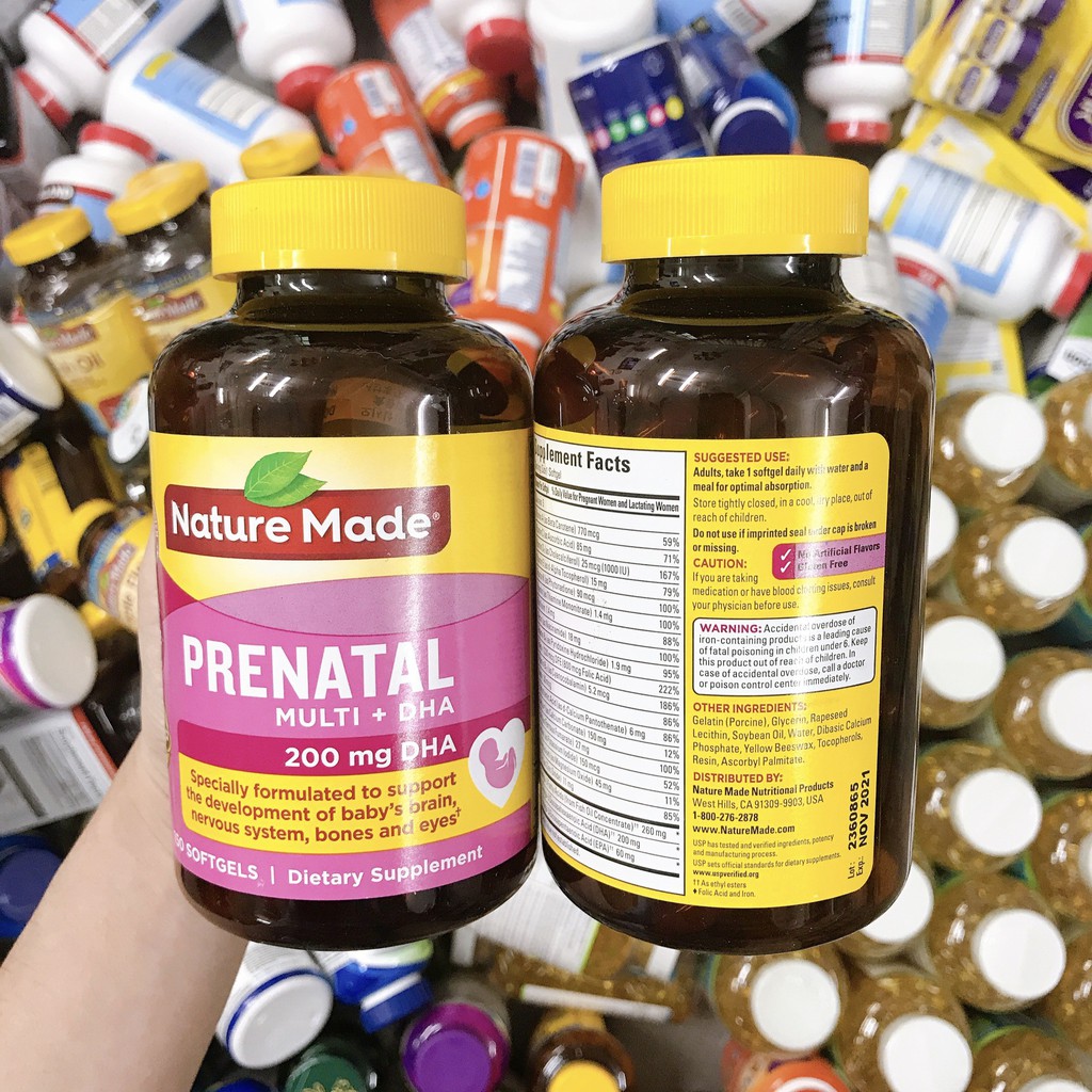 Vitamin tổng hợp Nature Made Prenatal Multi +DHA 200 mg 150 Viên