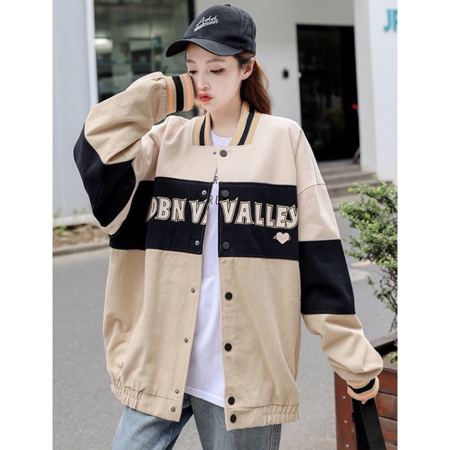 [Có Ảnh Thật] Áo Bomber Unisex Nỉ Phối Chữ Valley Form Rộng Phong Cách Hàn Quốc Anne Boutique Mã 531