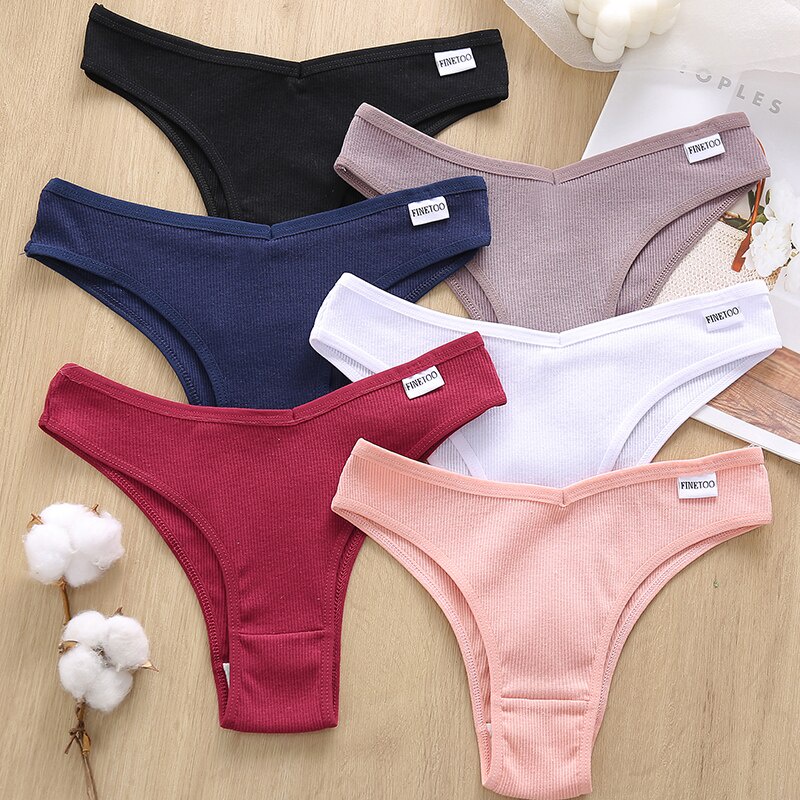 Set 3 quần lót nữ FINETOO cotton lưng thấp không đường may thoáng khí gợi cảm M-XL