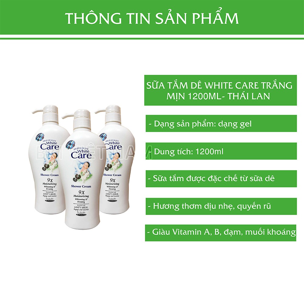 Sữa tắm dê White Care trắng mịn 1200ml - Sữa tắm Thái Lan - SUATAMDE