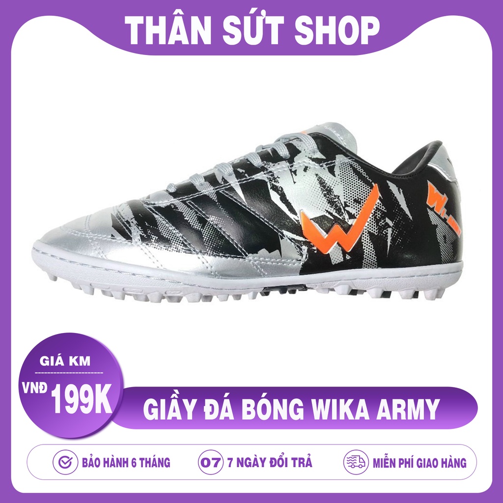 Giầy đá bóng cỏ nhân tạo Wika Army - Đế cao su khâu full đế