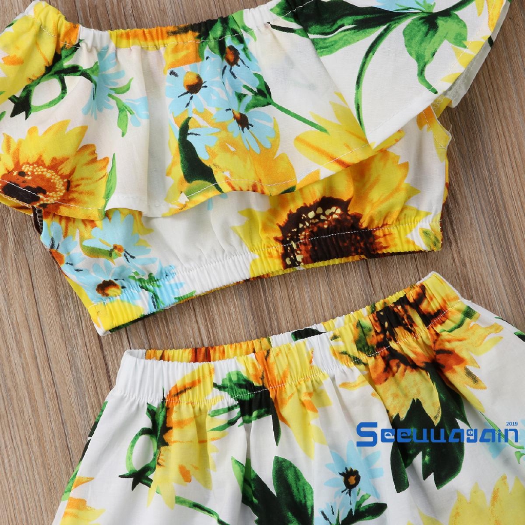 Set Áo Croptop Trễ Vai+Chân Váy Hoạ Tiết Hoa Nữ Tính