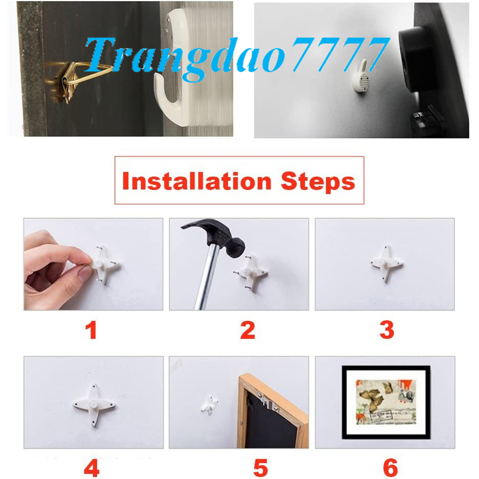 Đinh Ghim 4 Chân  Đóng Tường Treo Khung Tranh Móc Treo Ảnh Vật Dụng Không Cần Khoan Frame Picture Hanger