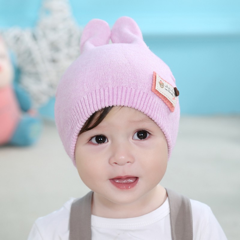 Mũ len hình tai thỏ xinh xắn cho bé