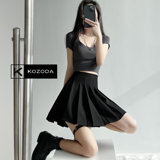 Chân váy tennis xếp ly màu trắng đen xếp li skirt cạp lưng cao ngắn chữ a phong cách ulzzang kozoda cv5 | BigBuy360 - bigbuy360.vn