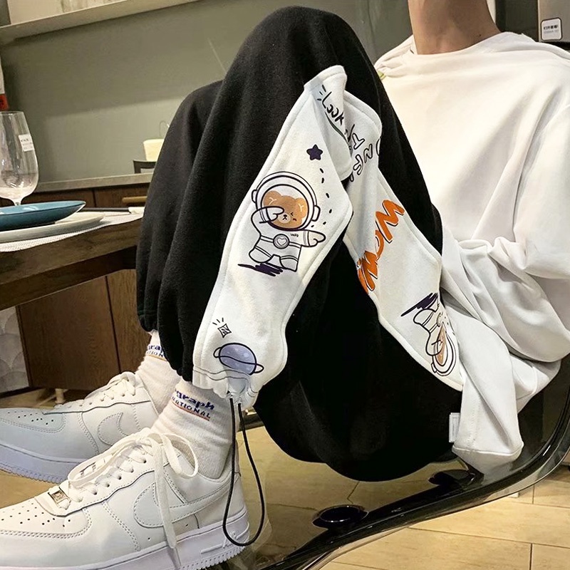 Quần baggy in họa tiết hoạt hình phong cách Hàn Quốc thời trang cho nam