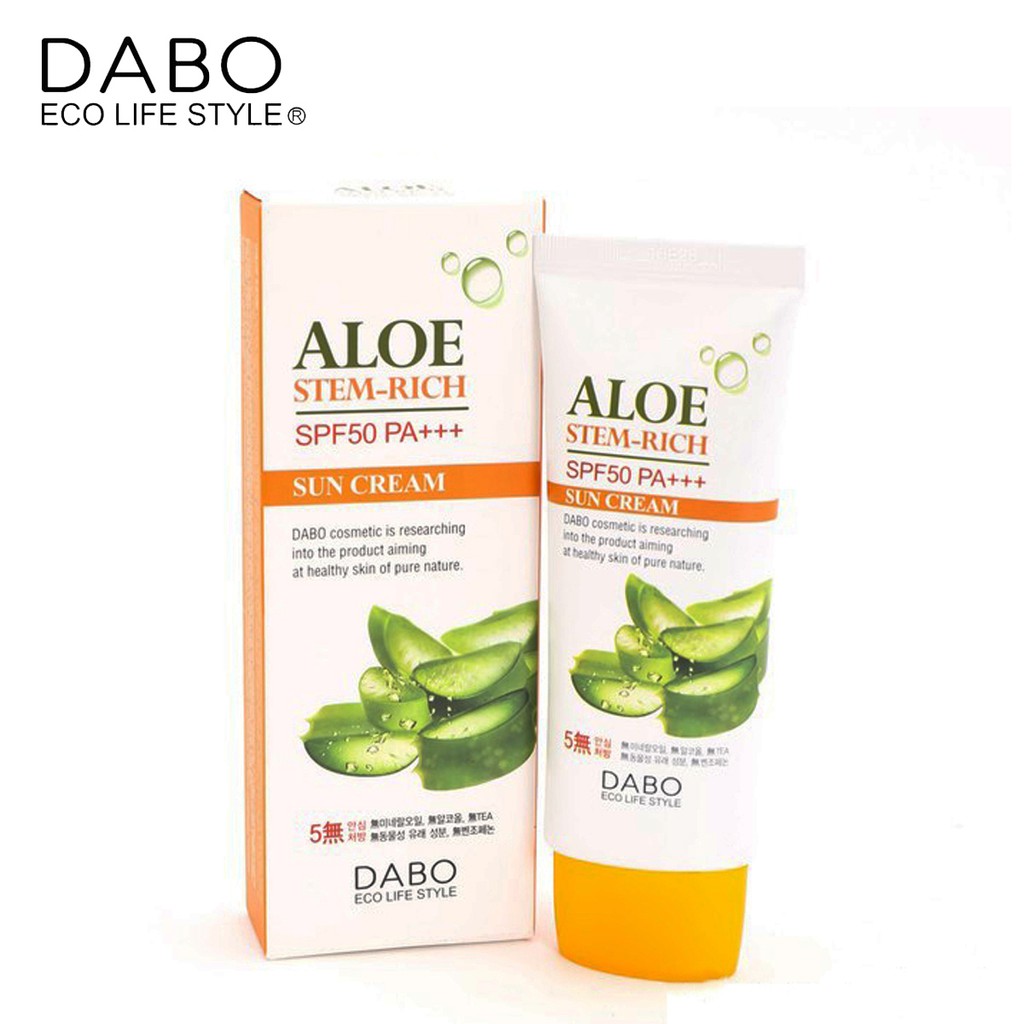 KEM CHỐNG NẮNG DƯỠNG DA LÔ HỘI ALOE STEM RICH SUN CREAM DABO 70ML