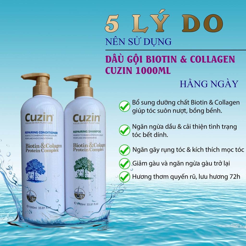 Cặp Gội Xả BIOTIN CUZIN Giảm Rụng Tóc  Siêu Mượt Lưu Hương Thơm Mùi Nước Hoa