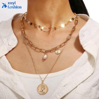 Vòng Cổ Choker Nhiều Lớp Đính Ngọc Trai Cổ Điển