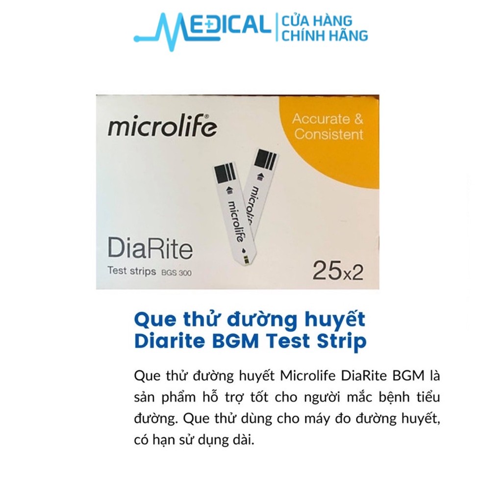 Que thử đường huyết MICROLIFE DiaRite Test (50 que) - MEDICAL