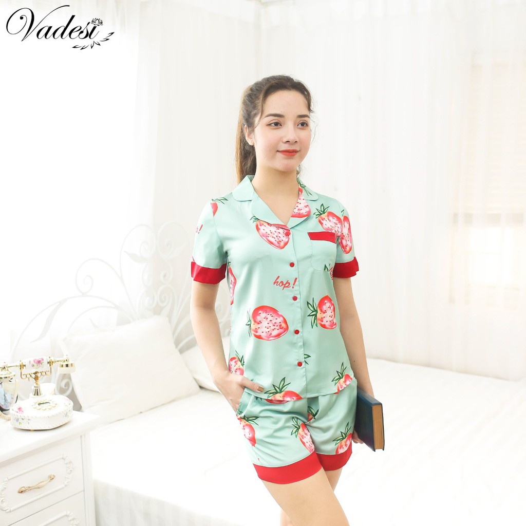 Pijama Đồ Ngủ Nữ Đùi Ngắn Lụa Cao Cấp Mặc Nhà Mùa Hè Đẹp Thoáng Mát Mềm Mịn Thấm Hút – VADESI