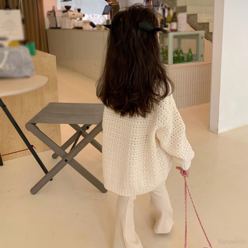 Quần Legging Lưng Cao Ống Loe Màu Sắc Đơn Giản Phong Cách Hàn Quốc Cho Bé Gái