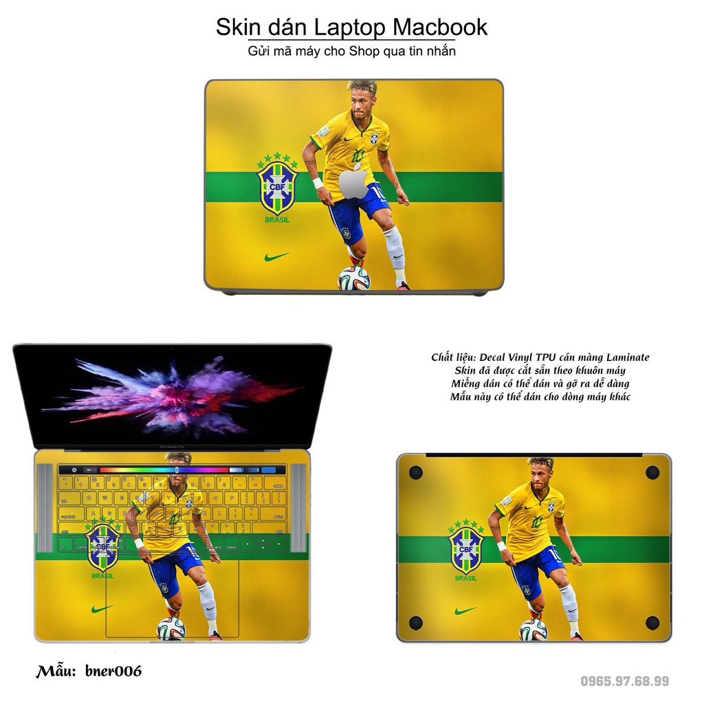 Skin dán Macbook mẫu Neymar (đã cắt sẵn, inbox mã máy cho shop)