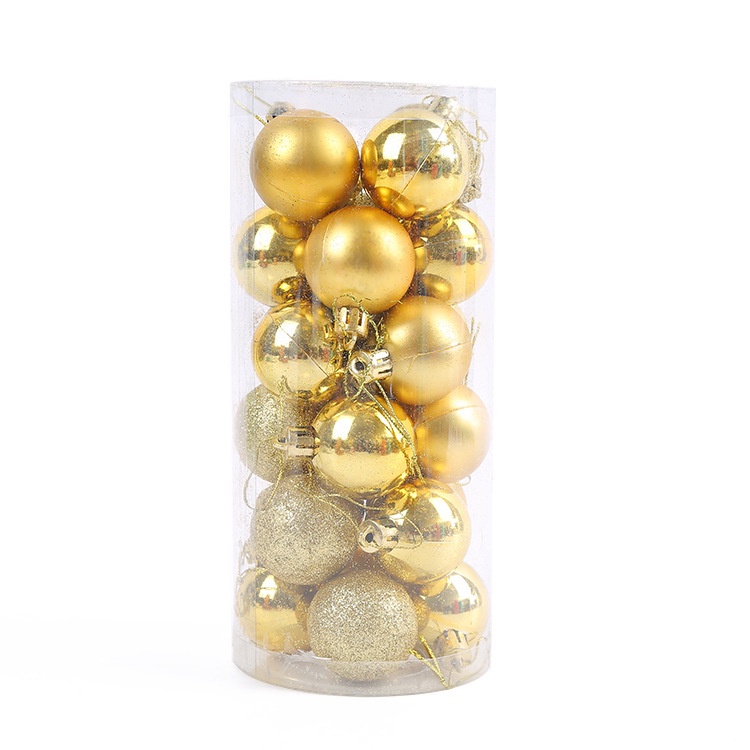 Set 24 Quả Châu Nhũ Kim Tuyến Lấp Lánh Trang Trí Cây Thông Noel Size 4/6/8cm
