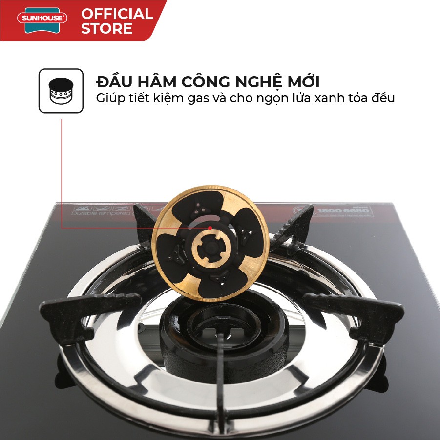 Bếp gas đơn dương kính sunhouse SHB212KG