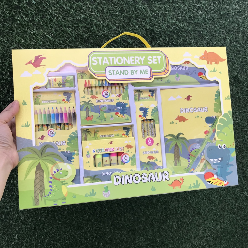 Bộ đồ dùng học tập cho bé 9 món kết hợp bộ màu vẽ nhiều mẫu, hộp quà tặng đặc biệt cho bé trai bé gái