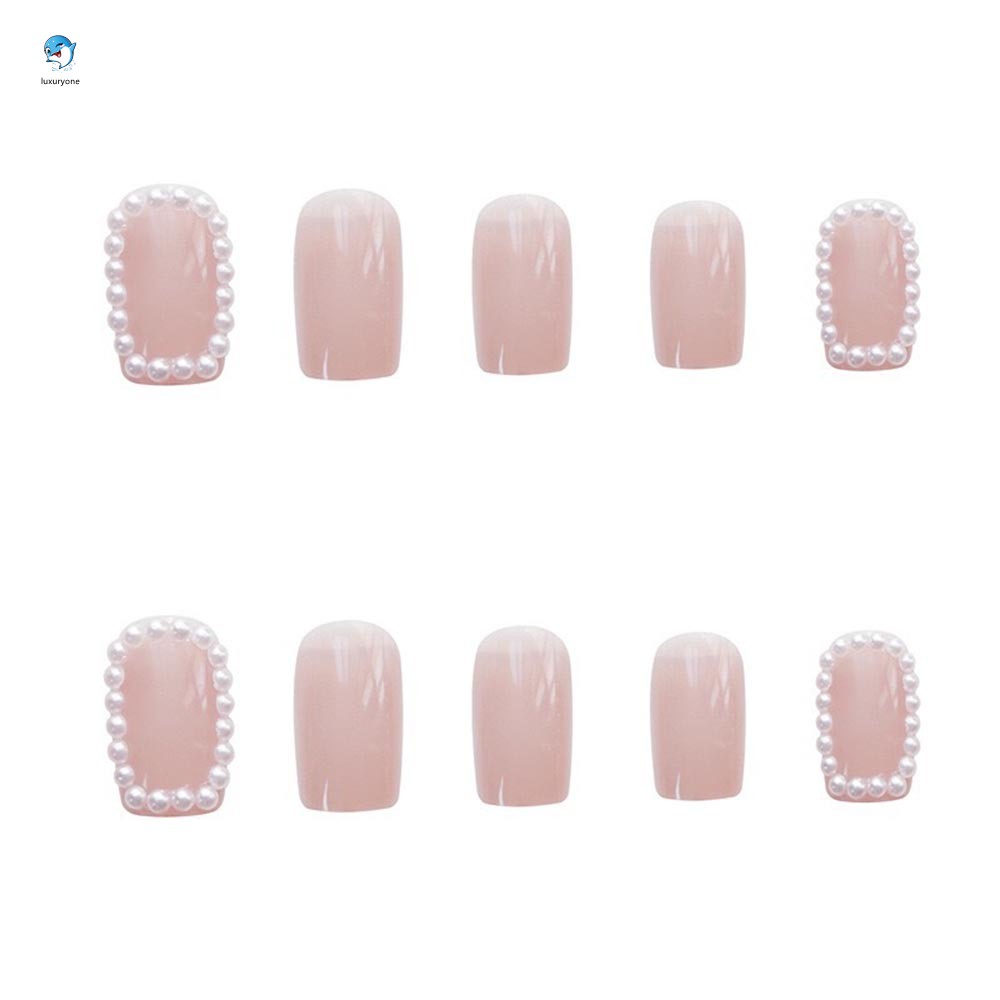 Set 24 Móng Tay Giả Đính Ngọc Trai<br>