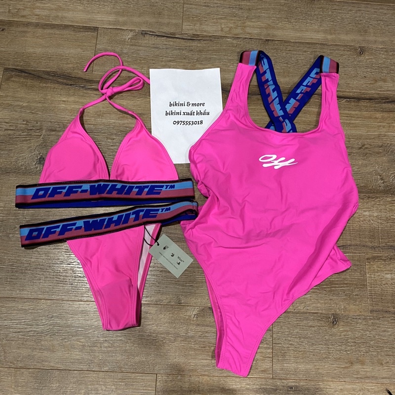 [BKN1257] &lt;BRAND&gt; SET BIKINI OFFW ĐEN/HỒNG CẠP CHỮ QUẦN THONG/LỌT KHE