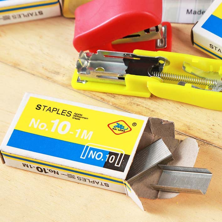 Dập Ghim Mini Siêu rẻ TẶNG Kèm 1 Hộp Ghim Bấm 2 thanh TE28
