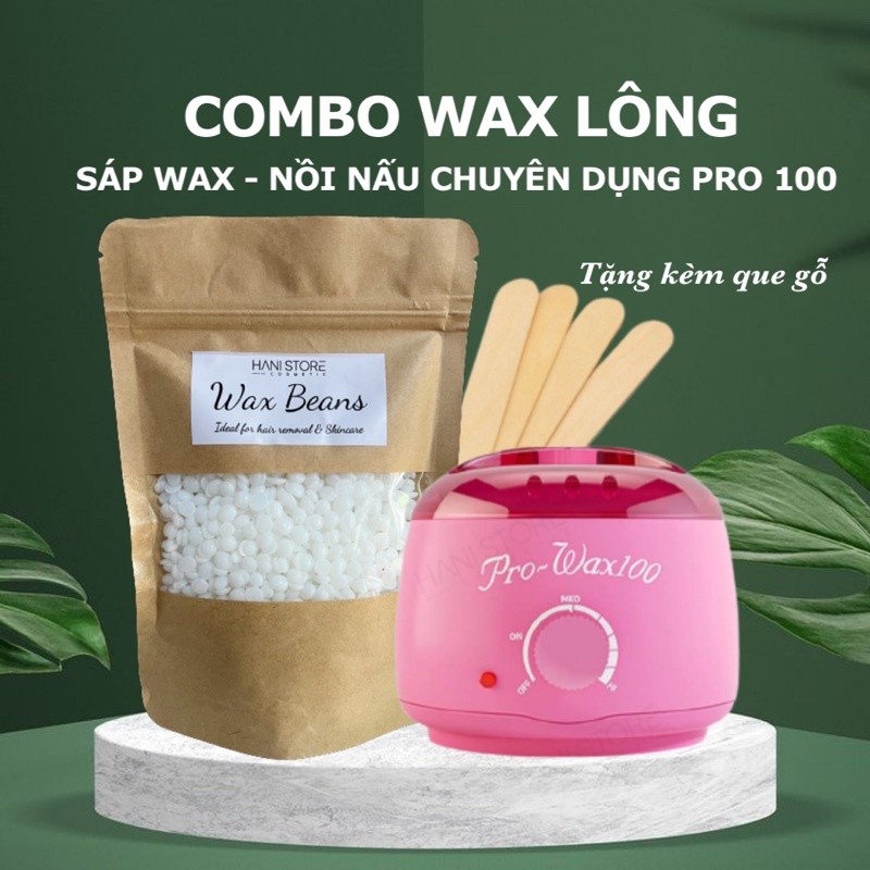 [TẶNG QUE GỖ] COMBO SÁP WAX LÔNG GỒM SÁP WAX VÀ NỒI NẤU SÁP PRO 100 MÀU NGẪU NHIÊN