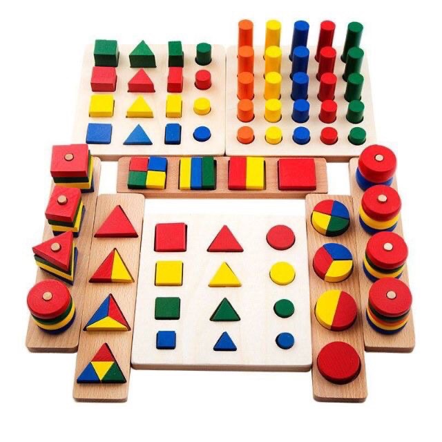 Bộ Đồ Chơi Giáo Cụ Montessori 8 Món Gỗ Cao Cấp Cho Bé