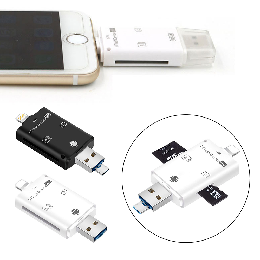 Đầu Đọc Thẻ Nhớ 3 Trong 1 Đa Năng Cho Android Iphone Type-C / Micro Sd / Sd Card / Usb