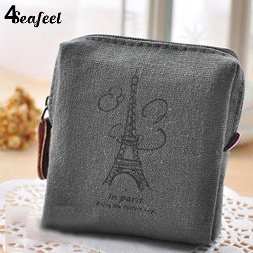 Ví nhỏ vải lanh hình tháp eiffel phong cách vintage