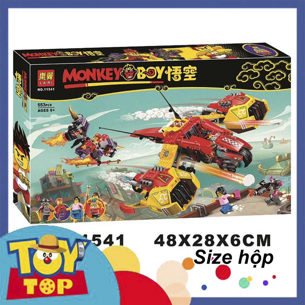 Đồ chơi lắp ráp monkie kid máy bay phi thuyền tốc độ cân đẩu vân balo phản lực jet tôn ngộ không xếp hình Lari 11541