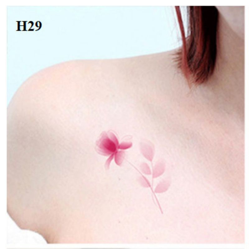 Hình xăm hoa màu loang h29. Xăm dán tatoo mini tạm thời, size &lt;10x6cm