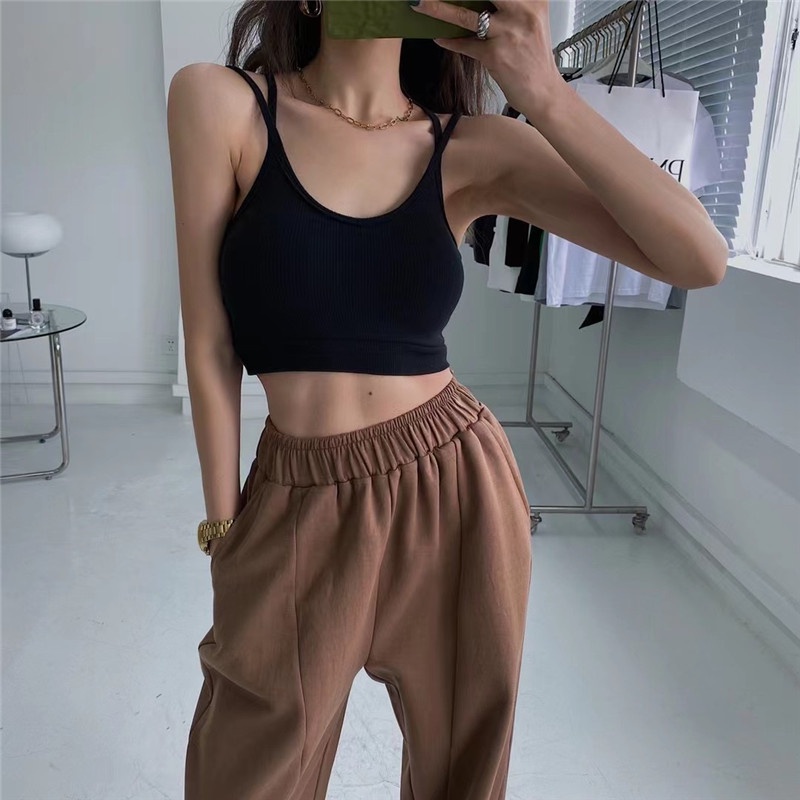 Cocory vn Áo Croptop Dệt Kim Không Tay Dáng Ôm Gợi Cảm Thời Trang Mùa Hè Cho Nữ