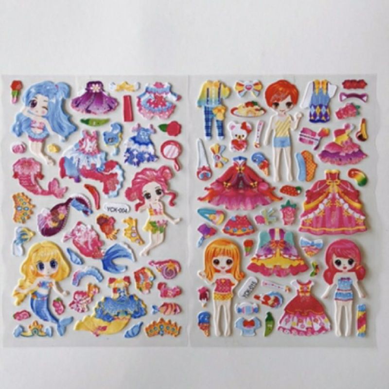 Hình dán nổi 3D thời trang công chúa có nhũ đẹp mắt cho bé ( mẫu ngẫu nhiên DN)