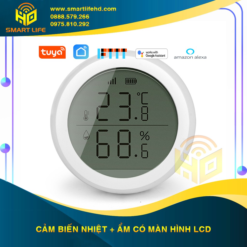 Cảm biến nhiệt độ và độ ẩm Zigbee nhà thông minh Tuya/Smart Life màn hình LCD | BH 12 THÁNG
