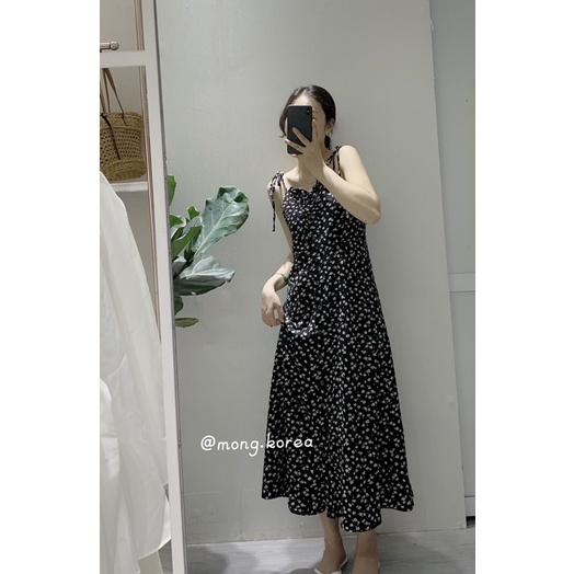 Váy hoa 2 dây buộc nơ vai