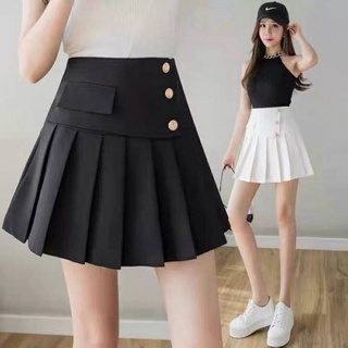 Chân váy xếp ly cạp cao vạt chéo 3 khuy,chân váy tennis cách điệu 3 khuy siêu hot