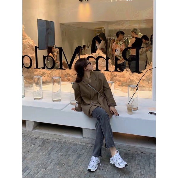 Áo khoác blazer cổ vest form rộng màu vintage