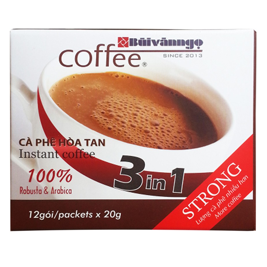 Cà phê hòa tan STRONG hộp 240gram Bùi Văn Ngọ Coffee