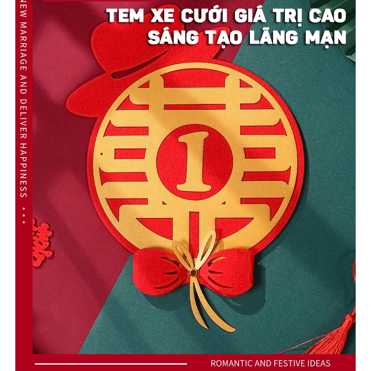 Bộ 10 Logo Đánh Số Xe Cho Dán Đoàn Xe Đón Dâu Từ 1 Đến 10 30x22cm