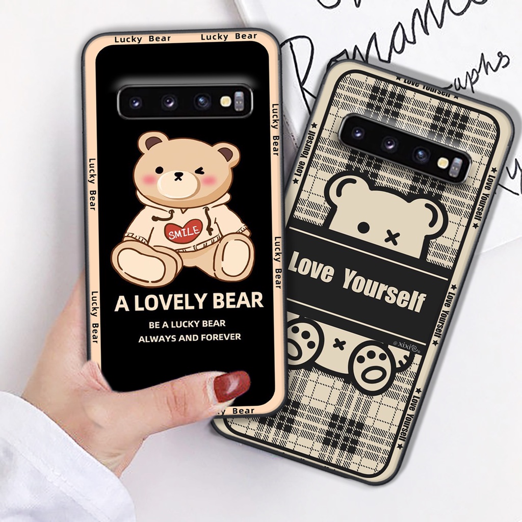 Ốp lưng Samsung S10 / S10 5G / S10 Plus / S10+ / S10e in hình cute, chú gấu thể thao tinh nghịch cực đáng yêu
