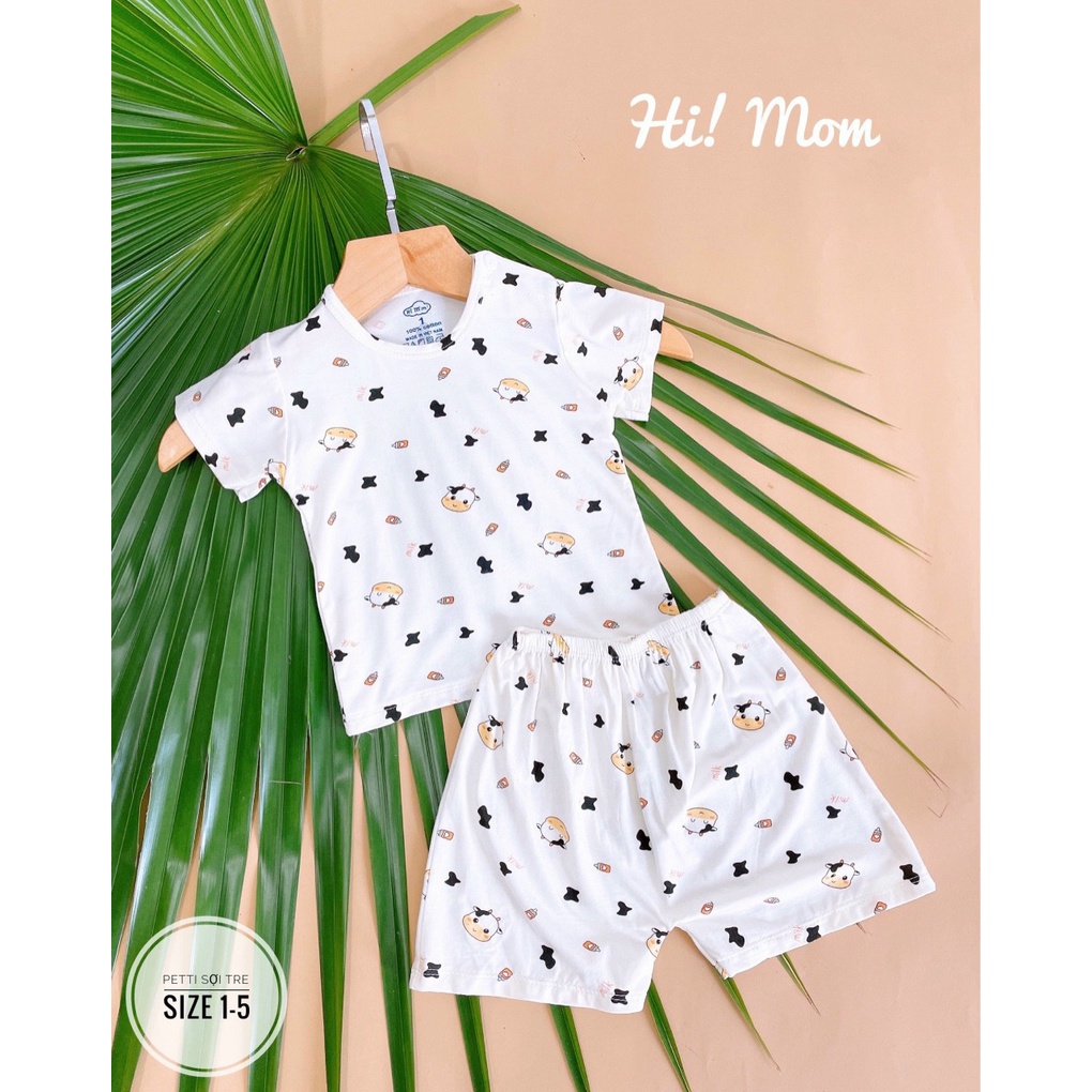 [XẢ KHO] Bộ Cộc Tay Cúc Vai Chất Petit Sợi Tre Cao Cấp - Quần Áo Trẻ Em Sơ Sinh Cho Bé Trai Bé Gái Từ 4-14KG