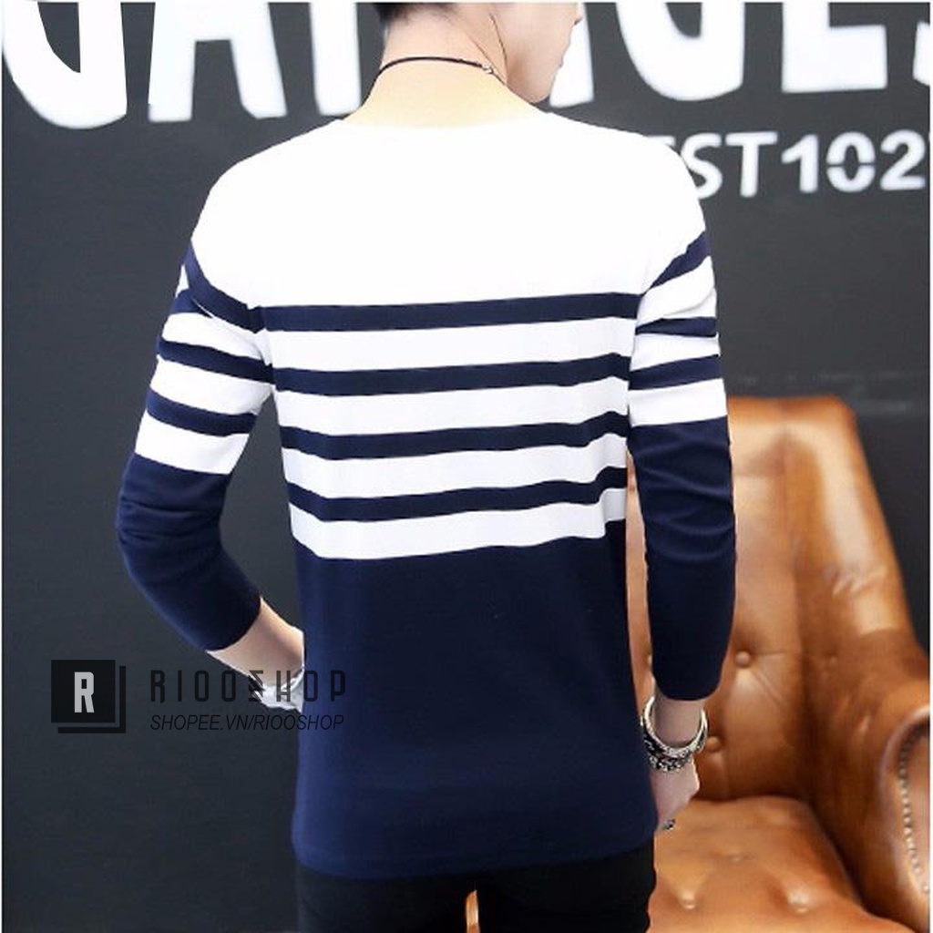 Áo thun nam tay dài hàn quốc sọc ngang hàn quốc thời trang RKL031- áo phông nam dài tay đẹp Riooshop | BigBuy360 - bigbuy360.vn