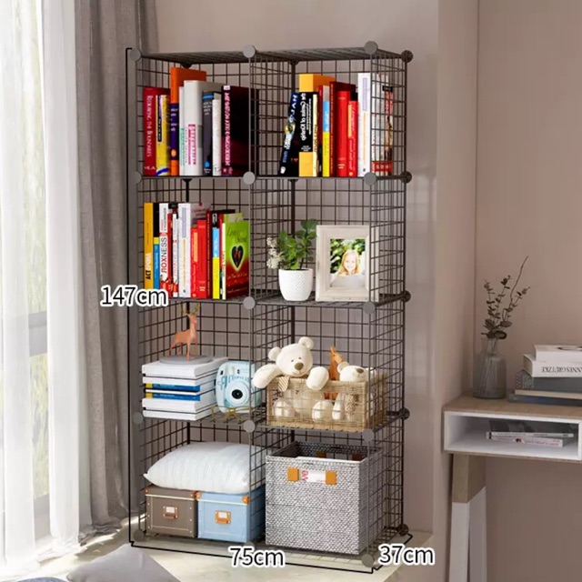 KỆ LƯỚI GHÉP TRANG TRÍ 8 Ô ĐỂ SÁCH, DECOR, TRANG TRÍ NHÀ CỬA ĐA NĂNG