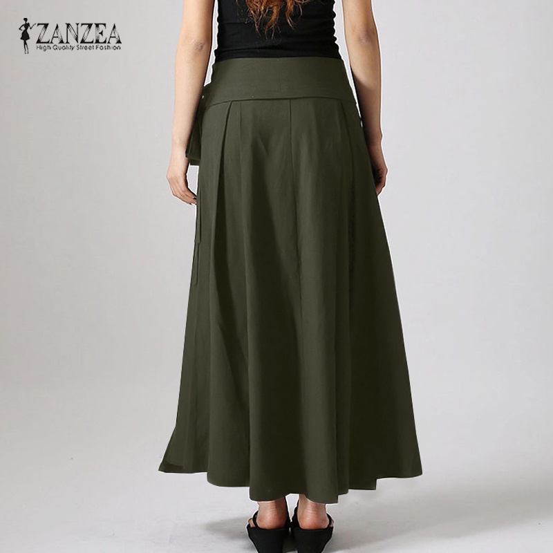 Chân váy Zanzea lưng cao xếp ly thời trang Châu Âu vintage cho nữ