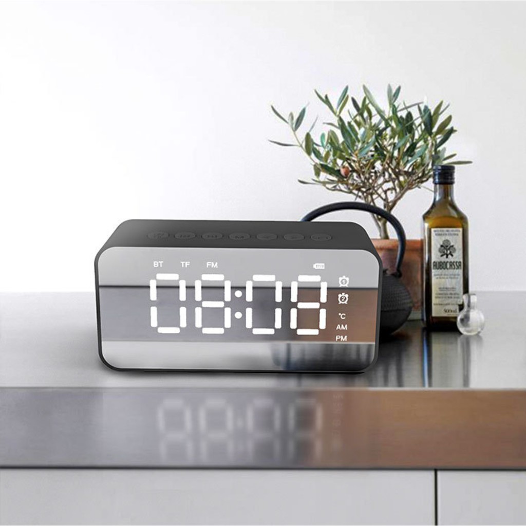Loa bluetoothfree shipBH 1 ĐỔI 1 Mặt Gương Q6 bass tress cực hay có đèn led hiển thị đồng hồ số nhỏ gọn nhiều màu