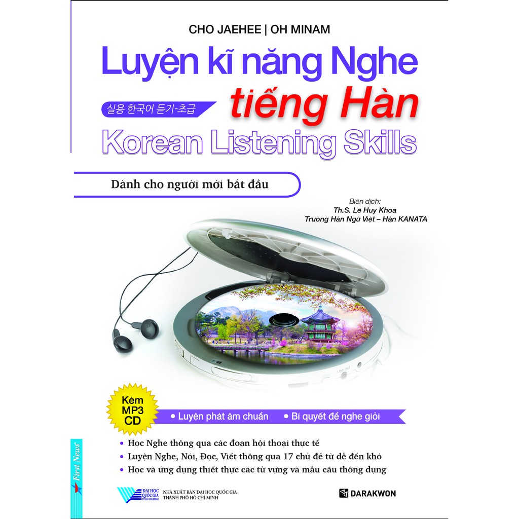 Sách - Combo Luyện Kĩ Năng Nghe Tiếng Hàn ( Dành Cho Người Mới Bắt Đầu +  Dành Cho Trình Độ Trung Cấp) + CD - First News