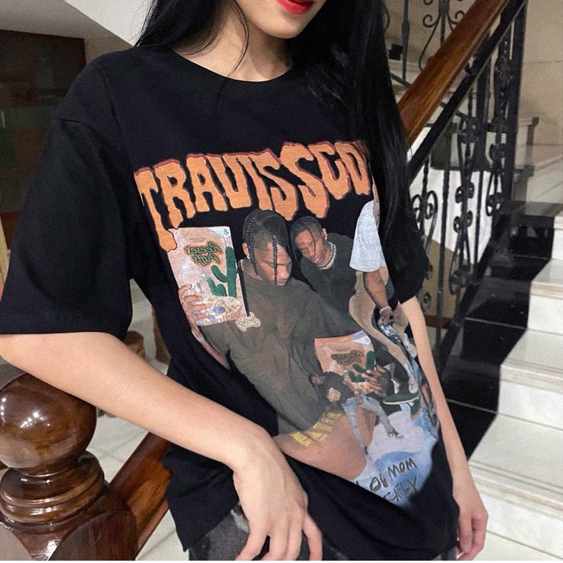 Áo thun tay ngắn dáng rộng in họa tiết chân dung phong cách hip hop thời trang đường phố cá tính