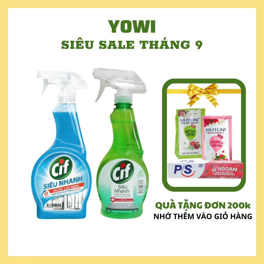 Nước Xịt Lau Đa Năng Lau Kính Cif Làm Sạch Siêu Nhanh Cho Mặt Kính Sạch Bong Mùi Hương Dễ Chịu 520 ML