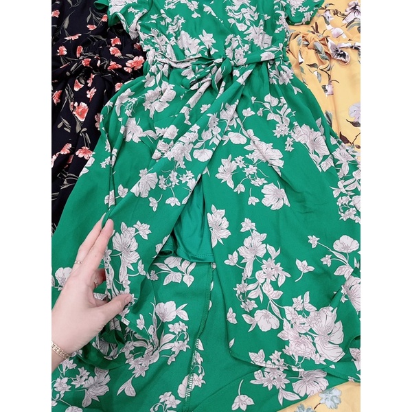 Đầm hoa vạt chéo xuất dư xịn