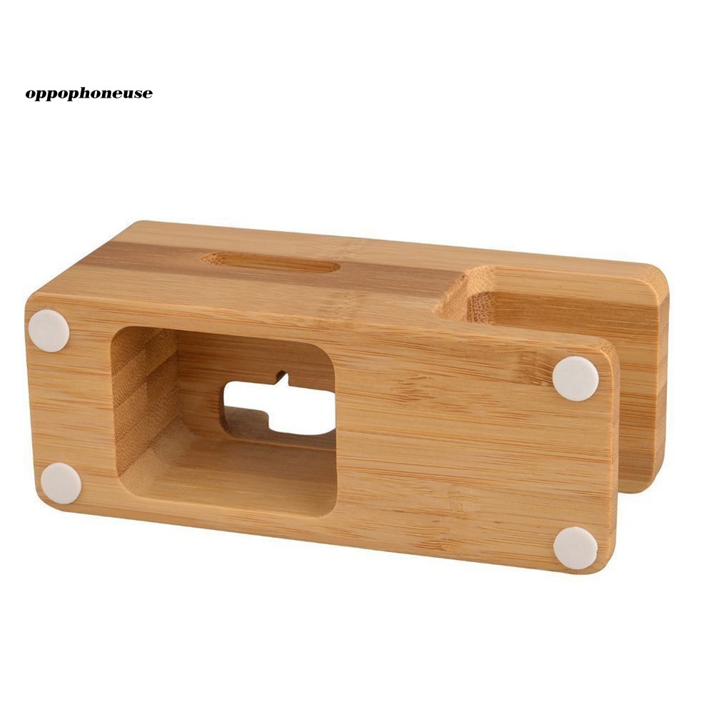 Đế sạc bằng gỗ tre chất lượng cao cho iPhone Apple Watch 38/42mm